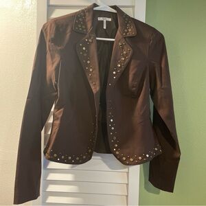 Metro Brown Studded Blazer Jacket